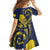 Niue Independence Day Kid Short Sleeve Dress Hiapo Pattern Hibiscus Plumeria and Uga