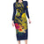 Niue Independence Day Long Sleeve Bodycon Dress Hiapo Pattern Hibiscus Plumeria and Uga