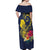 Niue Independence Day Off Shoulder Maxi Dress Hiapo Pattern Hibiscus Plumeria and Uga