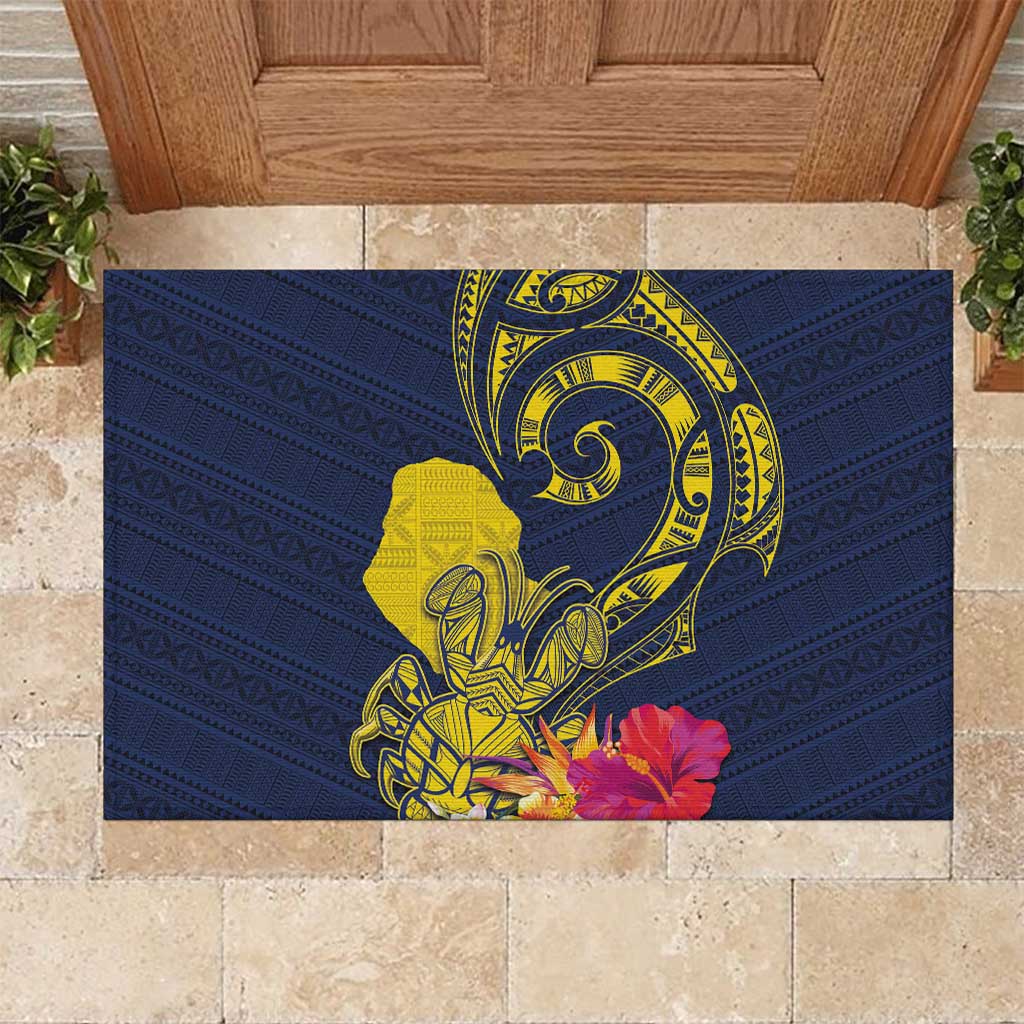 Niue Independence Day Rubber Doormat Hiapo Pattern Hibiscus Plumeria and Uga