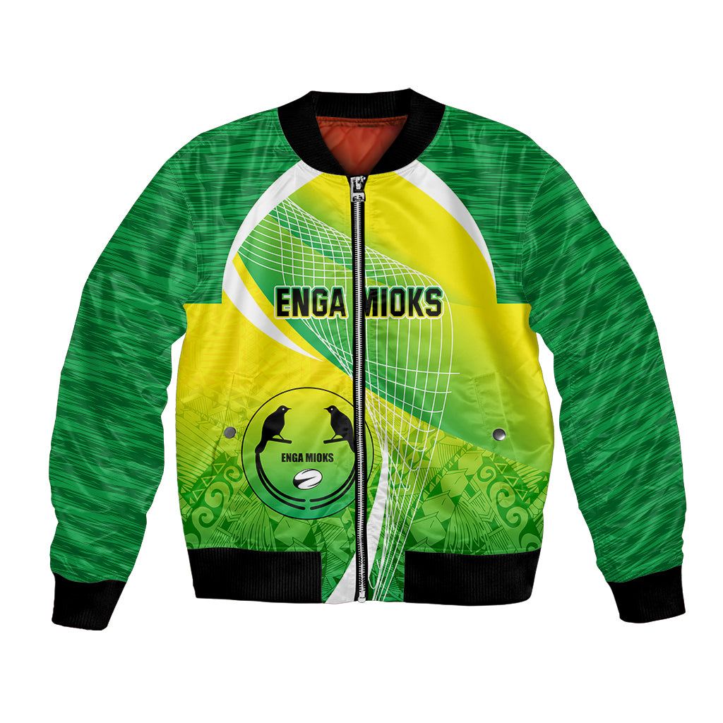 Enga Mioks Rugby Bomber Jacket Papua New Guinea Polynesian Tattoo LT03 Unisex Green - Polynesian Pride