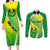 Enga Mioks Rugby Couples Matching Long Sleeve Bodycon Dress and Long Sleeve Button Shirts Papua New Guinea Polynesian Tattoo LT03 Green - Polynesian Pride