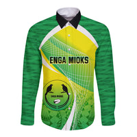 Enga Mioks Rugby Long Sleeve Button Shirt Papua New Guinea Polynesian Tattoo LT03 Unisex Green - Polynesian Pride