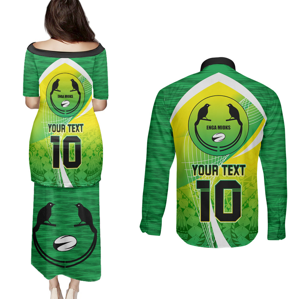 Custom Enga Mioks Rugby Couples Matching Puletasi Dress and Long Sleeve Button Shirts Papua New Guinea Polynesian Tattoo LT03 - Polynesian Pride