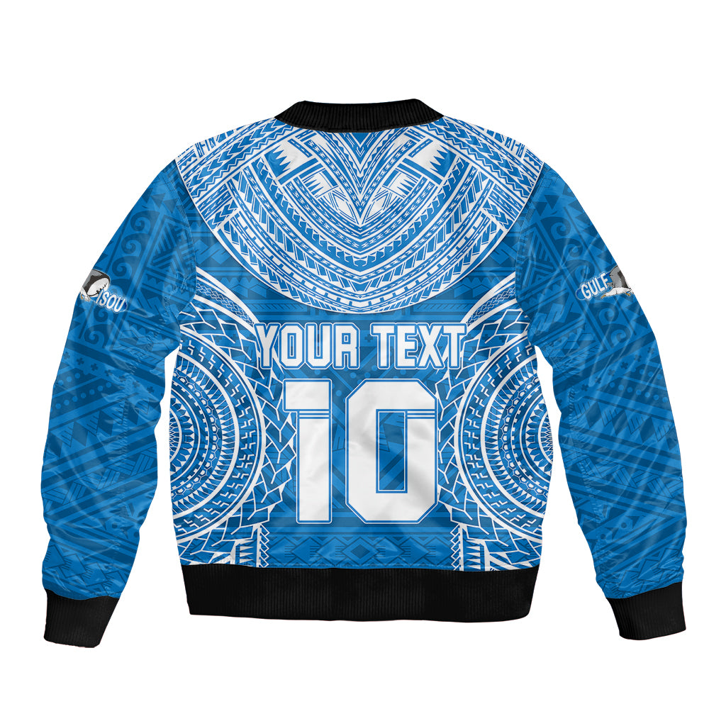 Custom Gulf Isou Rugby Bomber Jacket Papua New Guinea Polynesian Tattoo LT03 - Polynesian Pride