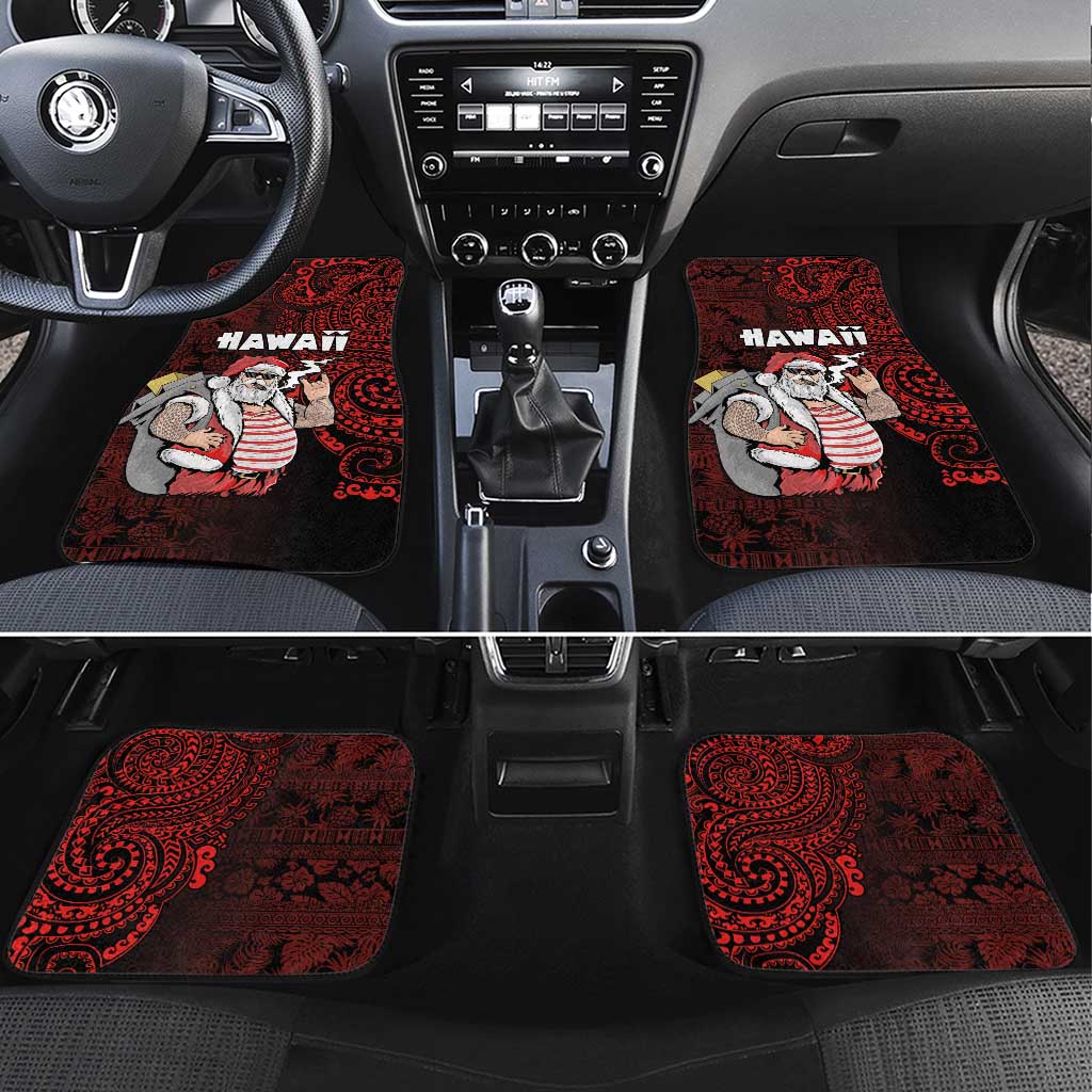 Hawaii Aloha Santa Claus Funny Polynesian Tattoo Car Mats Red Color