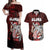 Hawaii Aloha Santa Claus Funny Polynesian Tattoo Couples Matching Off Shoulder Maxi Dress and Hawaiian Shirt Red Color