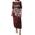 Hawaii Aloha Santa Claus Funny Polynesian Tattoo Family Matching Puletasi and Hawaiian Shirt Red Color
