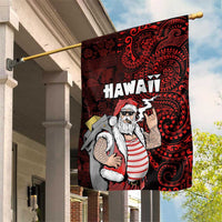 Hawaii Aloha Santa Claus Funny Polynesian Tattoo Garden Flag Red Color