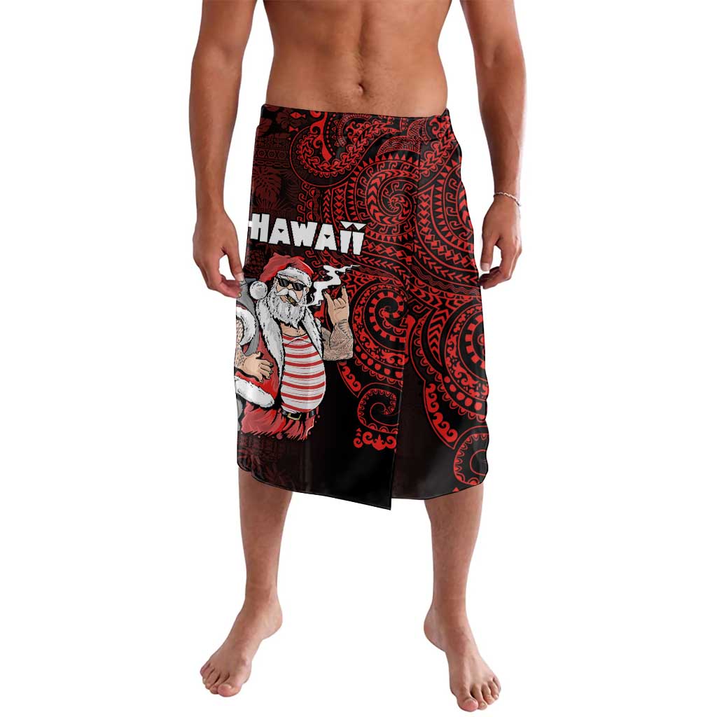 Hawaii Aloha Santa Claus Funny Polynesian Tattoo Lavalava Red Color