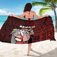 Hawaii Aloha Santa Claus Funny Polynesian Tattoo Sarong Red Color