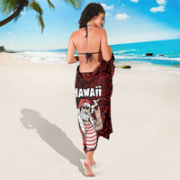 Hawaii Aloha Santa Claus Funny Polynesian Tattoo Sarong Red Color