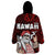 Hawaii Aloha Santa Claus Funny Polynesian Tattoo Wearable Blanket Hoodie Red Color