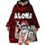 Hawaii Aloha Santa Claus Funny Polynesian Tattoo Wearable Blanket Hoodie Red Color