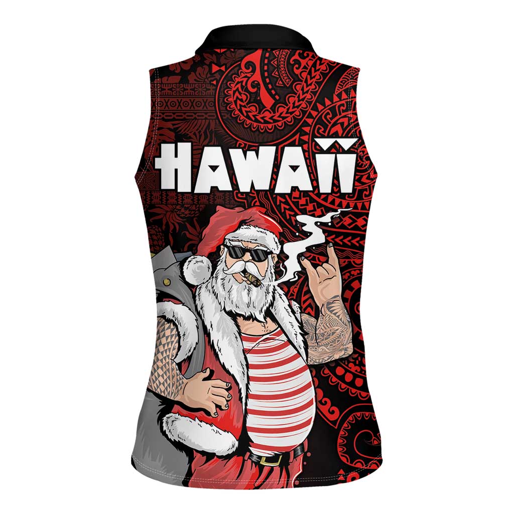 Hawaii Aloha Santa Claus Funny Polynesian Tattoo Women Sleeveless Polo Shirt Red Color LT03 - Polynesian Pride