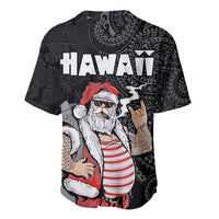Hawaii Aloha Santa Claus Funny Polynesian Tattoo Baseball Jersey Black Color