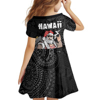 Hawaii Aloha Santa Claus Funny Polynesian Tattoo Family Matching Puletasi and Hawaiian Shirt Black Color LT03 - Polynesian Pride