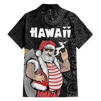 Hawaii Aloha Santa Claus Funny Polynesian Tattoo Family Matching Puletasi and Hawaiian Shirt Black Color LT03 - Polynesian Pride