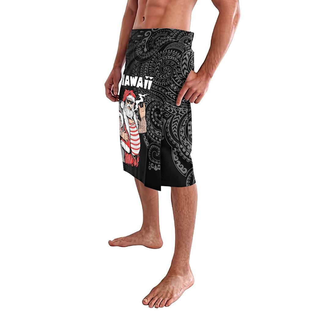 Hawaii Aloha Santa Claus Funny Polynesian Tattoo Lavalava Black Color