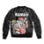 Hawaii Aloha Santa Claus Funny Polynesian Tattoo Sleeve Zip Bomber Jacket Black Color