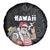 Hawaii Aloha Santa Claus Funny Polynesian Tattoo Spare Tire Cover Black Color