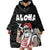 Hawaii Aloha Santa Claus Funny Polynesian Tattoo Wearable Blanket Hoodie Black Color