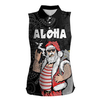 Hawaii Aloha Santa Claus Funny Polynesian Tattoo Women Sleeveless Polo Shirt Black Color LT03 Female Black - Polynesian Pride