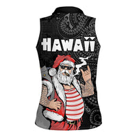 Hawaii Aloha Santa Claus Funny Polynesian Tattoo Women Sleeveless Polo Shirt Black Color LT03 - Polynesian Pride