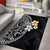 Hawaiian Hibiscus and Plumeria Polynesian Tribal Tattoo Area Rug Black Color