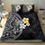 Hawaiian Hibiscus and Plumeria Polynesian Tribal Tattoo Bedding Set Black Color