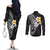 Hawaiian Hibiscus and Plumeria Polynesian Tribal Tattoo Couples Matching Off The Shoulder Long Sleeve Dress and Long Sleeve Button Shirt Black Color