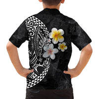 Hawaiian Hibiscus and Plumeria Polynesian Tribal Tattoo Family Matching Puletasi and Hawaiian Shirt Black Color LT03 - Polynesian Pride