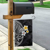 Hawaiian Hibiscus and Plumeria Polynesian Tribal Tattoo Garden Flag Black Color