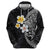 Hawaiian Hibiscus and Plumeria Polynesian Tribal Tattoo Hoodie Black Color