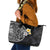 Hawaiian Hibiscus and Plumeria Polynesian Tribal Tattoo Leather Tote Bag Black Color