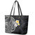 Hawaiian Hibiscus and Plumeria Polynesian Tribal Tattoo Leather Tote Bag Black Color