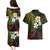 Hawaiian Hibiscus and Plumeria Polynesian Tribal Tattoo Couples Matching Puletasi and Hawaiian Shirt Reggae Color