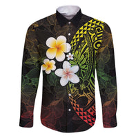 Hawaiian Hibiscus and Plumeria Polynesian Tribal Tattoo Family Matching Puletasi and Hawaiian Shirt Reggae Color