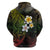 Hawaiian Hibiscus and Plumeria Polynesian Tribal Tattoo Hoodie Reggae Color