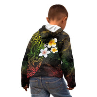 Hawaiian Hibiscus and Plumeria Polynesian Tribal Tattoo Kid Hoodie Reggae Color