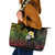 Hawaiian Hibiscus and Plumeria Polynesian Tribal Tattoo Leather Tote Bag Reggae Color