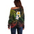 Hawaiian Hibiscus and Plumeria Polynesian Tribal Tattoo Off Shoulder Sweater Reggae Color