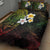 Hawaiian Hibiscus and Plumeria Polynesian Tribal Tattoo Quilt Bed Set Reggae Color