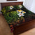 Hawaiian Hibiscus and Plumeria Polynesian Tribal Tattoo Quilt Bed Set Reggae Color