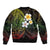 Hawaiian Hibiscus and Plumeria Polynesian Tribal Tattoo Sleeve Zip Bomber Jacket Reggae Color