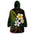 Hawaiian Hibiscus and Plumeria Polynesian Tribal Tattoo Wearable Blanket Hoodie Reggae Color