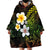 Hawaiian Hibiscus and Plumeria Polynesian Tribal Tattoo Wearable Blanket Hoodie Reggae Color