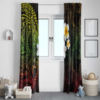 Hawaiian Hibiscus and Plumeria Polynesian Tribal Tattoo Window Curtain Reggae Color