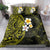 Hawaiian Hibiscus and Plumeria Polynesian Tribal Tattoo Bedding Set Yellow Color