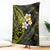 Hawaiian Hibiscus and Plumeria Polynesian Tribal Tattoo Blanket Yellow Color